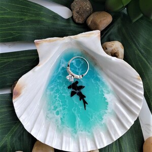 Large Ocean Resin Shell Ring Dish Hand Drawn Great White or Hammerhead ...