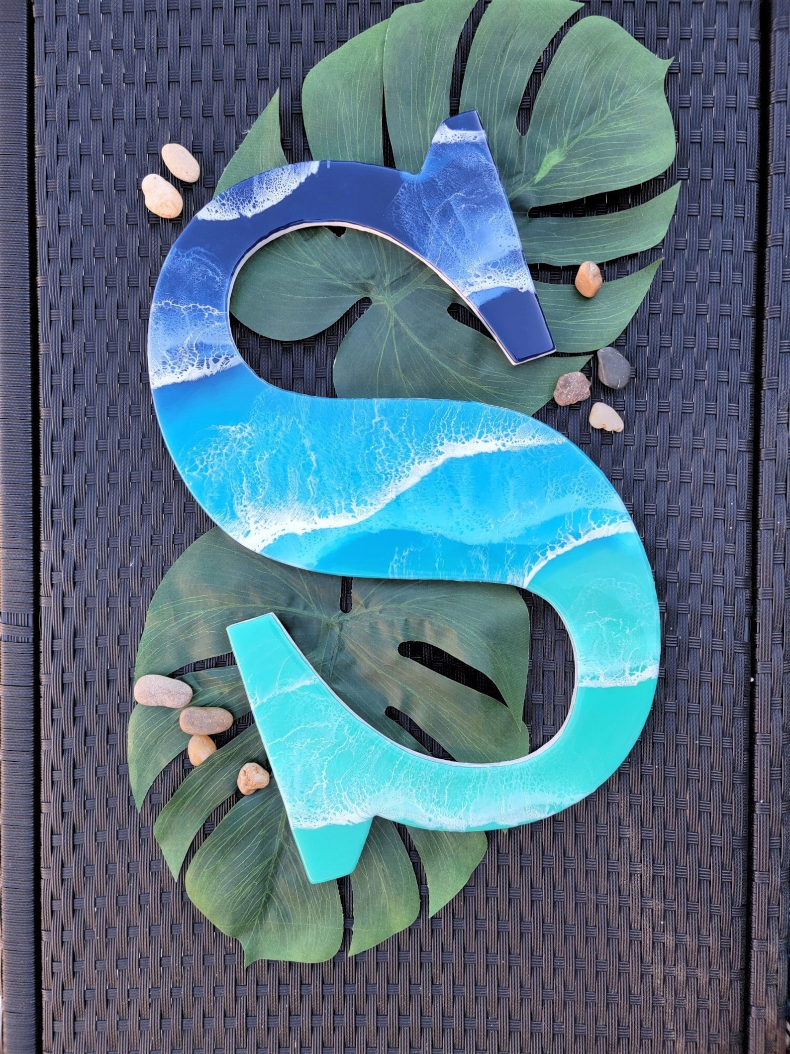 Large Wooden Ocean Resin Letter S Wall Hanging Beach Decor Starfish
