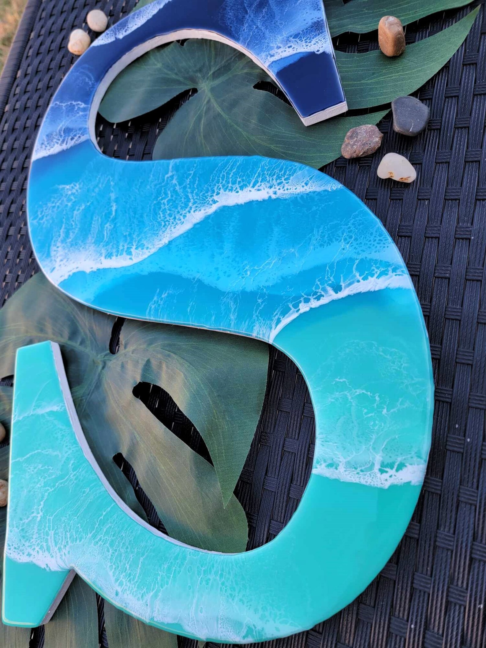Large Wooden Ocean Resin Letter S Wall Hanging Beach Decor Starfish