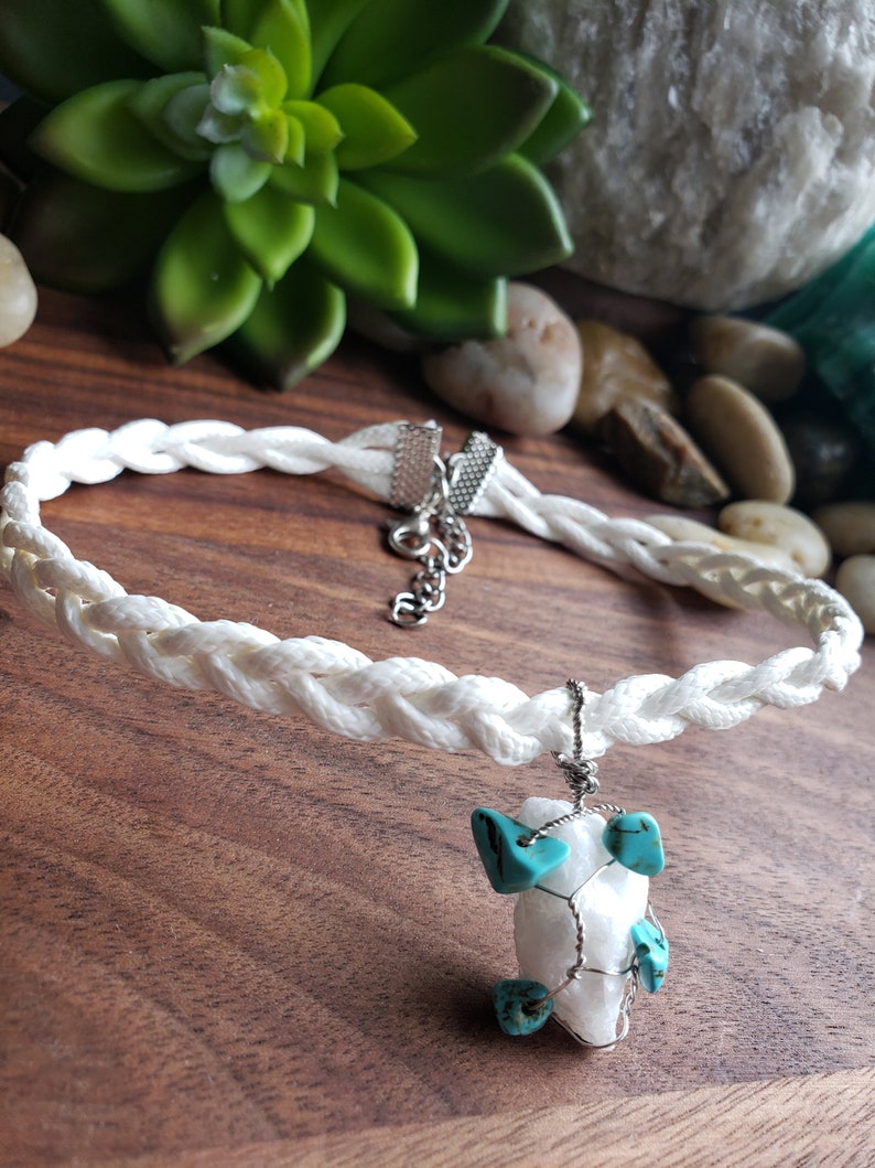 Gorgeous Unique Handmade One of A Kind Turquoise And Stone Braided Choker Necklace!