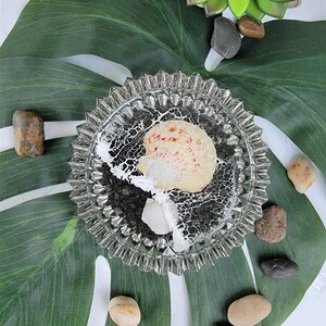 Glass Epoxy Resin Shell Trinket Jewelry Ring Dish With Real Shells Beach Decor Gift Idea One Of A Kind Ocean Life