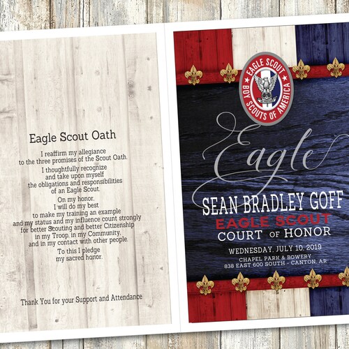 EAGLE SCOUT Woodgrain Courtofhonor Invites / Digital Etsy