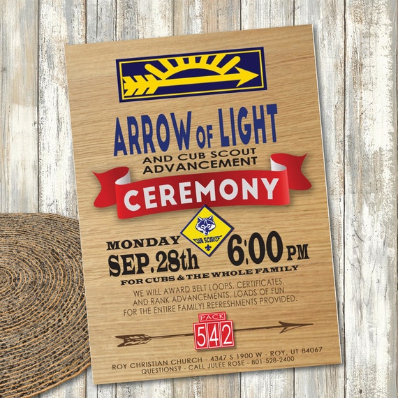 CUB SCOUT Arrow of Light Invite / Digital / Cub Scout - Etsy
