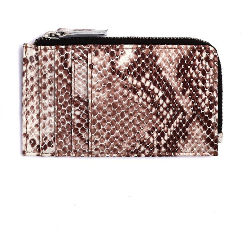 Leather Card Holder, Snake wallet, Women Zipper Card Holder, Dual Sided Card Holder, Leather Card Wallet, Python Skin wallet, Zipper pouch image 6