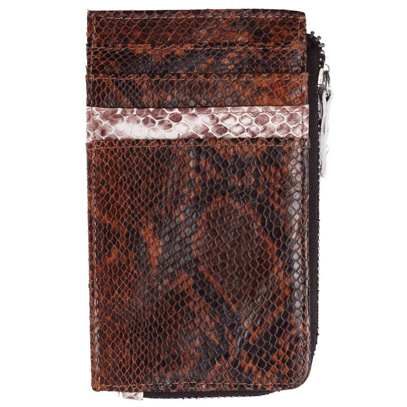 Leather Card Holder, Snake wallet, Women Zipper Card Holder, Dual Sided Card Holder, Leather Card Wallet, Python Skin wallet, Zipper pouch image 10