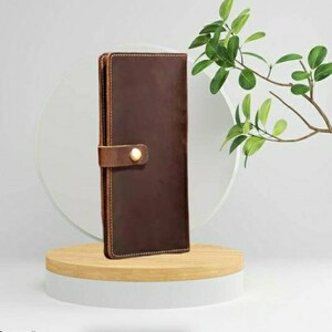Cartera larga de cuero, Cartera larga personalizada, Cartera de cuero marrón, Cartera RFID, Cartera de cuero, Regalo para hombres, Cartera de hombre personalizada,