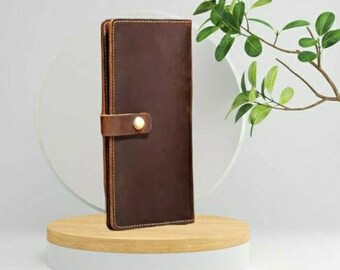 Leather Long Wallet, Personalized Long Wallet,  Brown Leather Wallet, RFID Wallet, Leather Wallet, Gift for men, Custom Men's Wallet,