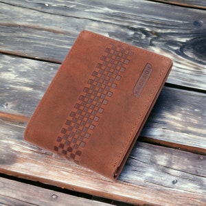 Cartera personalizada para hombre, regalo personalizado, cartera de cuero marrón para hombre, cartera para hombre, cartera Hunter, cartera de diseñador, cartera delgada, regalo para hombre