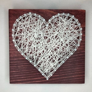 Heart String Art Wooden Sign - Valentine's Day Decor