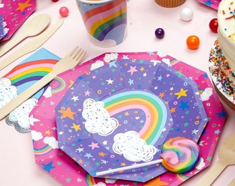 Coterie Party Sparkella Rainbow Small Party Plates x 10, Rainbow party plates, Sparkella paper plates, Coterie party supplies, rainbow party