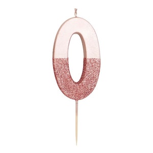 Pink Glitter Number Candle number 0, 10th birthday cake candle, 30 candles, 40th birthday, 50th, girls cake candle, 60, 70, 80, 90, 100