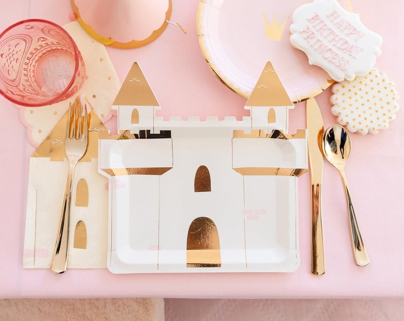 Princess Castle Shaped Party Plates x 8 Princess Party tableware Princess party supplies princess theme party princess castle