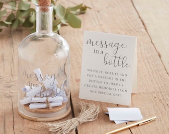 Alternative Wedding Guest Book, Message In A Bottle Party Guest Book, Wedding Guest Book, Wedding Advice Bottle, Modern Wedding Decoration