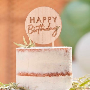 Happy Birthday Cake Topper, Wooden Rustic Birthday Cake Topper, Birthday Cake Decoration