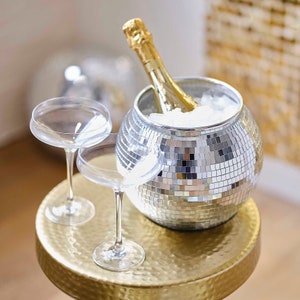 Disco Ball Ice Bucket, Birthday Party Mirror Ball Decorations, Wedding Table Centrepiece, Silver Mirrorball decor wedding gift