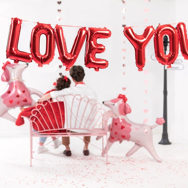 I Love You balloon letters, Romantic foil balloons, Romantic balloons, Valentine's Day decoration, valentines day party