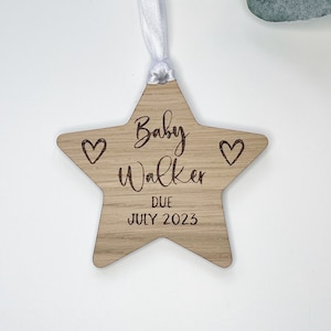 Personalised Baby Due Decoration Bauble | Wooden Decoration | Baby Keepsake | Pregnancy Announcement Ornament