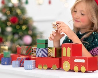 Train Polar Express - Boîtes de calendrier de l'Avent de Noël, boîtes et chiffres de l'Avent Compte à rebours de Noël pour enfants, Idées cadeaux de l'Avent DIY pour les enfants