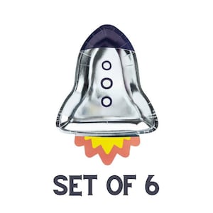 Space Party Rocket Plates x 6, Space Party Tableware set of plates, Space theme birthday party