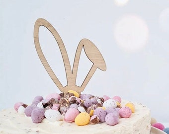 Wooden Bunny Ears Cake Topper, Easter Cake Decorations, Rabbit party cake topper, rabbit ears cake, rabbit theme cake