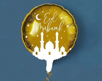 Gold Printed 'Eid Mubarak' 20" Foil Balloon 1 Pack, Gold Eid Balloons, Eid Decor, Balloon Decoration, Eid Celebrations, Eid, Happy Eid