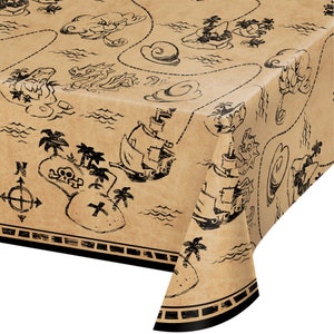 Pirate Treasure Map Plastic Party Table Cover , Pirate Birthday Party Table Cloth