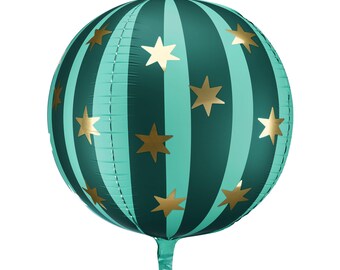 Green Starry Ball Foil Balloon –  75 cm, circus birthday party balloons, circus theme party decorations, carnival party balloons