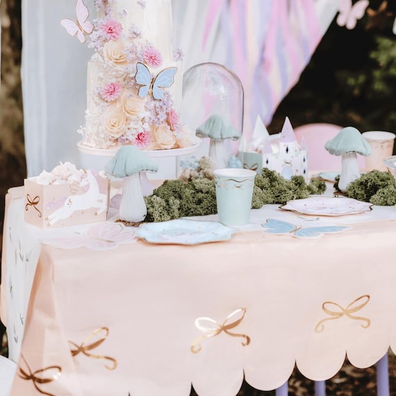 Pink Bow Party Paper Tablecloth, Bow Theme Party Tableware, Bow Party Tablecover, Bow Hen Party, Bow Baby Shower, Biw Birthday Party