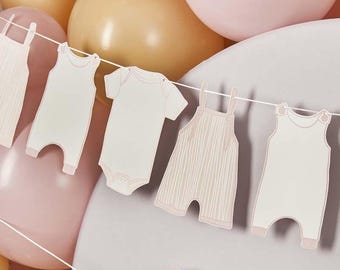 Rosa Baby-Strampler-Girlande für die Babyparty – 2,5 m, Rosa Babyparty-Dekorationen für Mädchen, Rosa Babyparty-Zubehör, Babybausteine