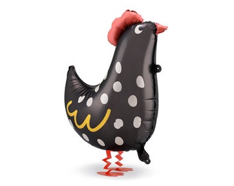 Folieballon lentehaan, paasballonnen, wandelballonnen, paasversieringen, kippenballon, ballonnen boerderijfeest, boerenfeest
