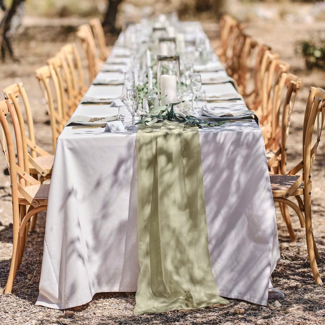 Sage Green Fabric Table Runner, Wedding Table Cover, Outdoors Wedding ...