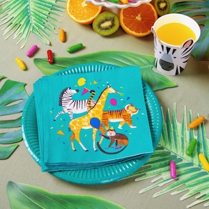 Tovaglioli di carta Safari Party Animals x 20, Talking Tables Safari set di tovaglioli per feste di compleanno