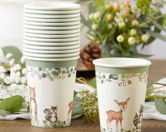 Baby Woodland Animals Paper Party Cups x 16, Kate Aspen Baby shower tableware set of cups