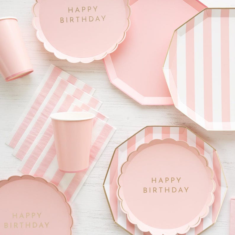 Petal Pink Cabana Stripe Party Napkins - Thumbnail 2