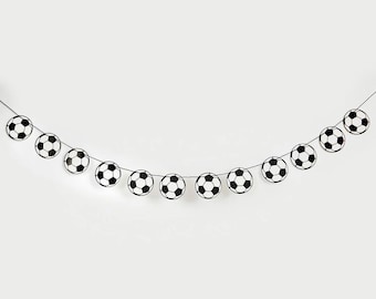 Football Party Garland - 2.5m, Football Birthday Bunting, Footballs, Football Birthday Banner, Football theme party decorations