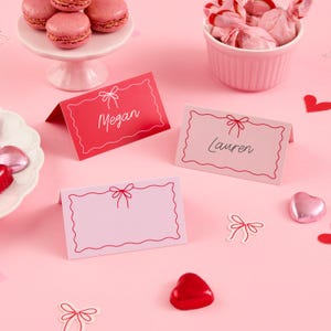 12 marque-places avec noeud rose et rouge, vaisselle de fête avec noeud, décorations de noeud de Saint-Valentin bordeaux, articles de fête avec noeud