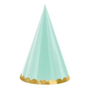 Party Hats 6 x Pastel and Gold Party Hats