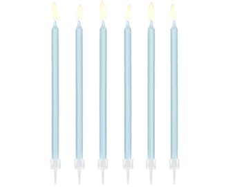 12 bougies bleues pour gâteau d'anniversaire, Bougies bleu clair, Bougies d'anniversaire, Bougies de fête pastel, Grandes bougies, Décorations de gâteau bleues, Garçons