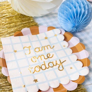 Tovaglioli di carta I Am One Today Teddy Bear x 12, stoviglie per feste di 1° compleanno, decorazioni per la tavola del 1° compleanno, forniture per feste di 1° compleanno