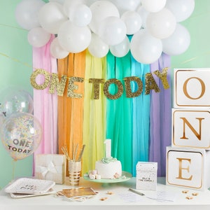 1st Birthday Party Decorations, One today gold birthday banner, One Today Bunting, 1st Birthday decorations, 1st Birthday party bunting