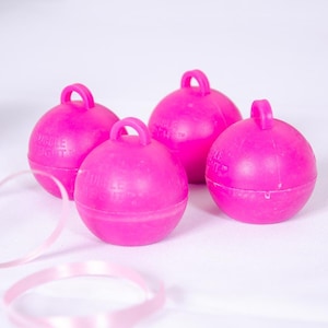 Pink Bubble Balloon Weights - Bright Pink x 4, Pink Barbie Birthday Party, Pink Balloon Weights