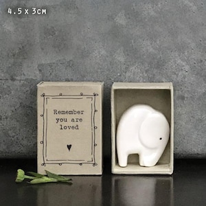 Matchbox Porcelain Elephant Ornament, Elephant Friend Gift, Porcelain Keepsake Gift, Birthday Gift, Porcelain Gift, elephant baby shower
