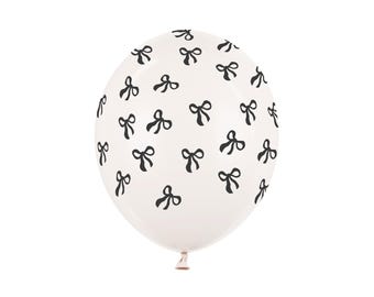 Schwarze Schleifen-Latexballons x 6, Schleifen-Partyballons, Bogen-Partydekoration