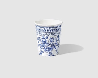 Coterie Party French Toile Party Cups x 10, Blue and White Tableware, Wedding table setting, tablesscape, Paper Cups, disposable cups