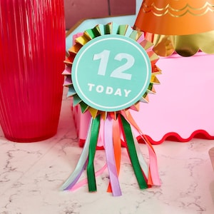 Colourful Personalise Your Own Birthday Badge, Circus Party Supplies, bright birthday badge, colourful party supplies