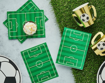 Servilletas para fiesta de fútbol x 16, vajilla para fiesta de fútbol, suministros para fiesta temática de fútbol, decoración de mesa con comida para fiesta de fútbol