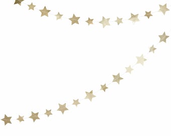 Gold Star Garland – Christmas Party Decoration – 4m Foil Star Banner – Xmas Tree Hanging Decor – Festive Backdrop – Gold Party Garland