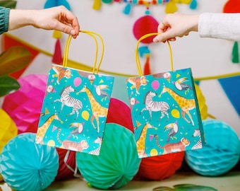 Party Animals Party Bags x 8, Safari Birthday Party Bags, Safari theme birthday party supplies