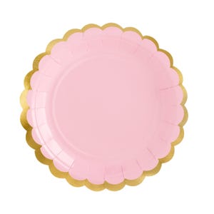 Small Pastel Pink Scallop Party Plates x 6, pink party plates, pastel party supplies