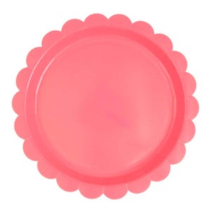 Neon Pink Scallop Party Plates x 8, Pink Party Tableware, Pink Birthday Tableware Decorations, Pink party supplies
